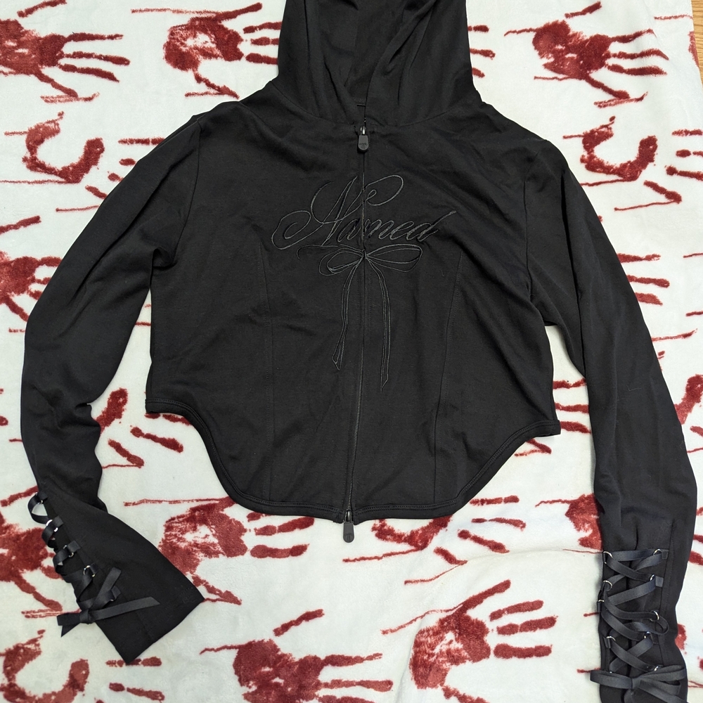 Named collective confessions ribbon sculpt stretch zip hoodie
